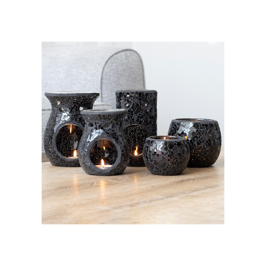 Large Black Crackle Oil Burner and Wax Warmer