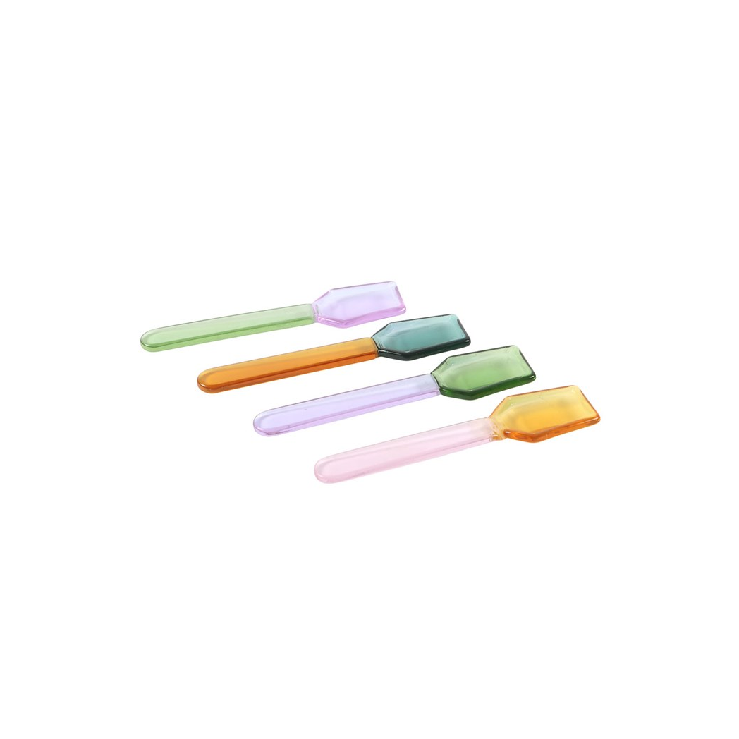Set of 4 Pastel Glass Dessert Spoons
