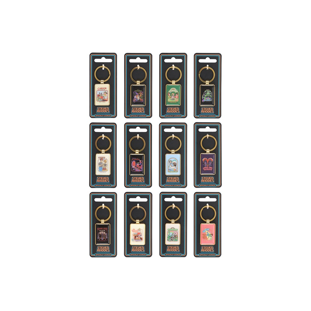 Set of 48 Enamel Keyrings by Steven Rhodes on Display