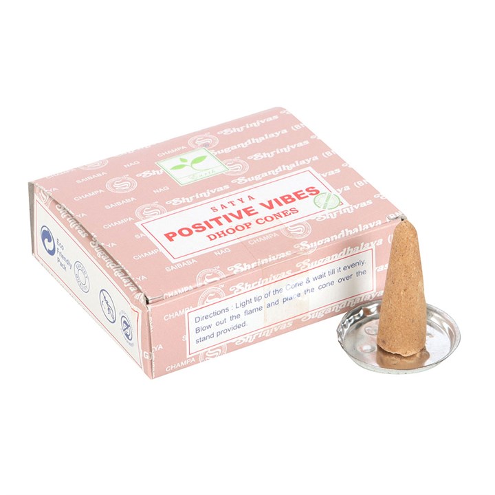 Set of 12 Positive Vibes Dhoop Incense Cones by Satya (6/30)
