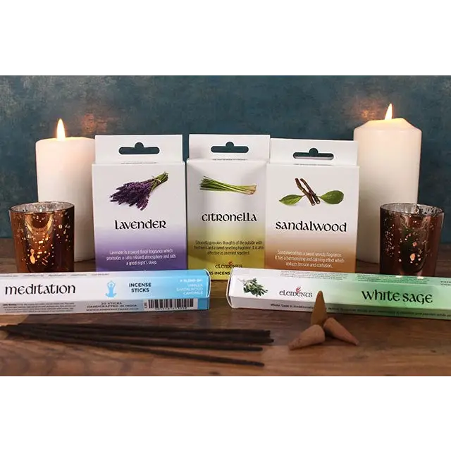 Set of 12 Packets of Elements Sandalwood Incense Cones