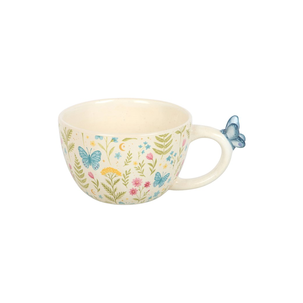 Luna Bloom Floral Print Mug with Butterfly