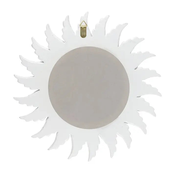 47cm Round White Glitter Angel Wing Mirror