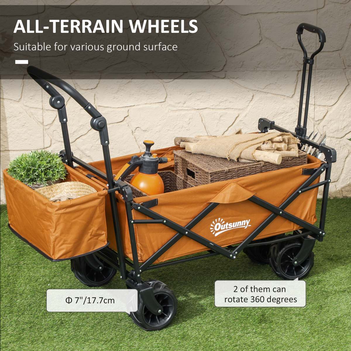 Durable Folding Cart with Canopy, 68kg Capacity - Outdoor Utility Trolley