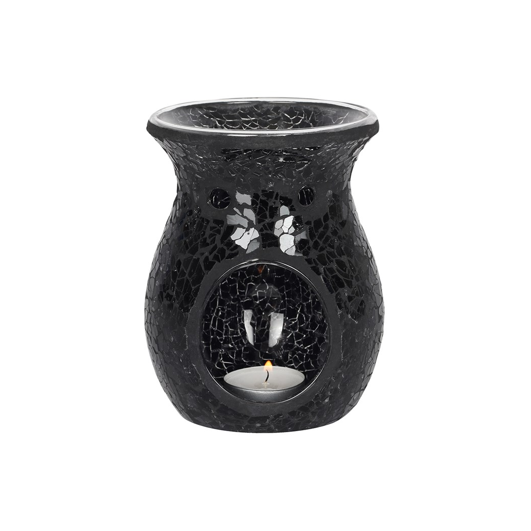 Large Black Crackle Oil Burner and Wax Warmer
