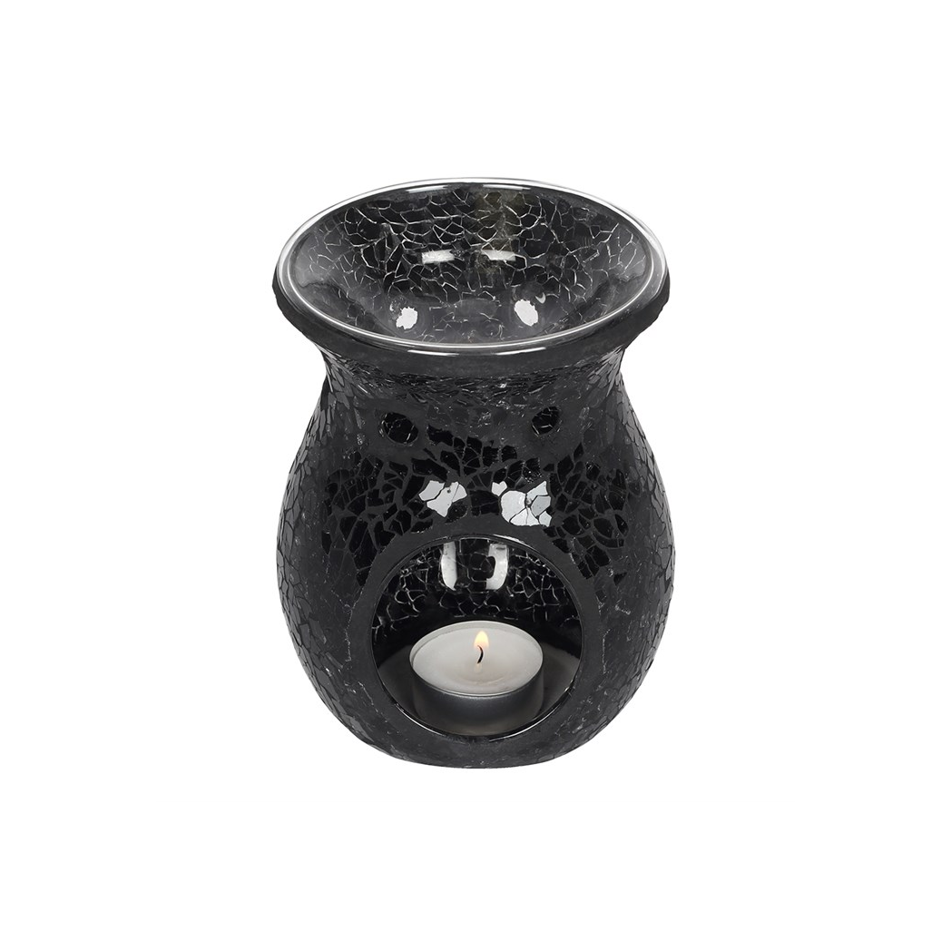 Large Black Crackle Oil Burner and Wax Warmer