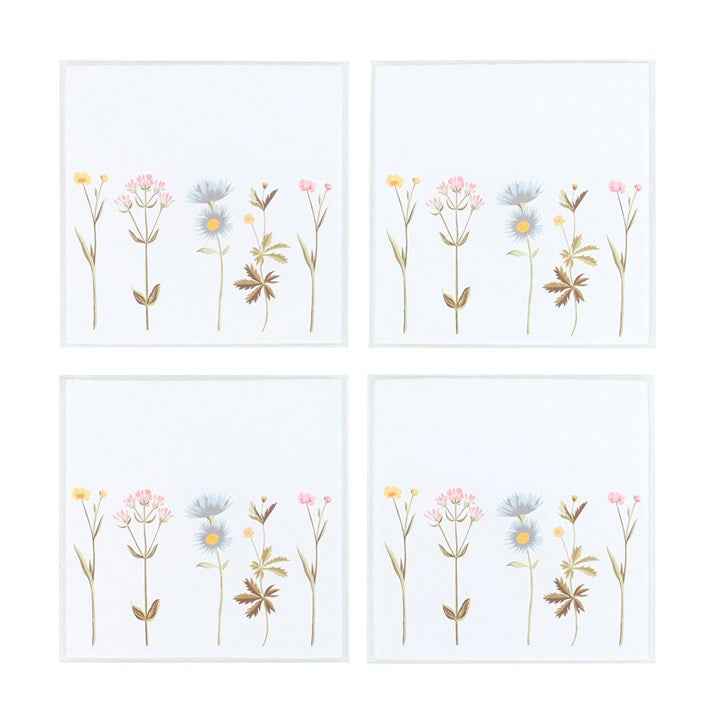 Floral Glass Coaster Set