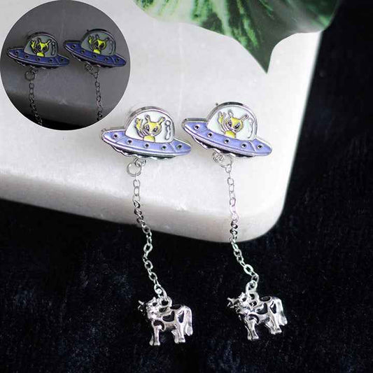 Glow in the Dark Alien Abduction Dangle Earrings