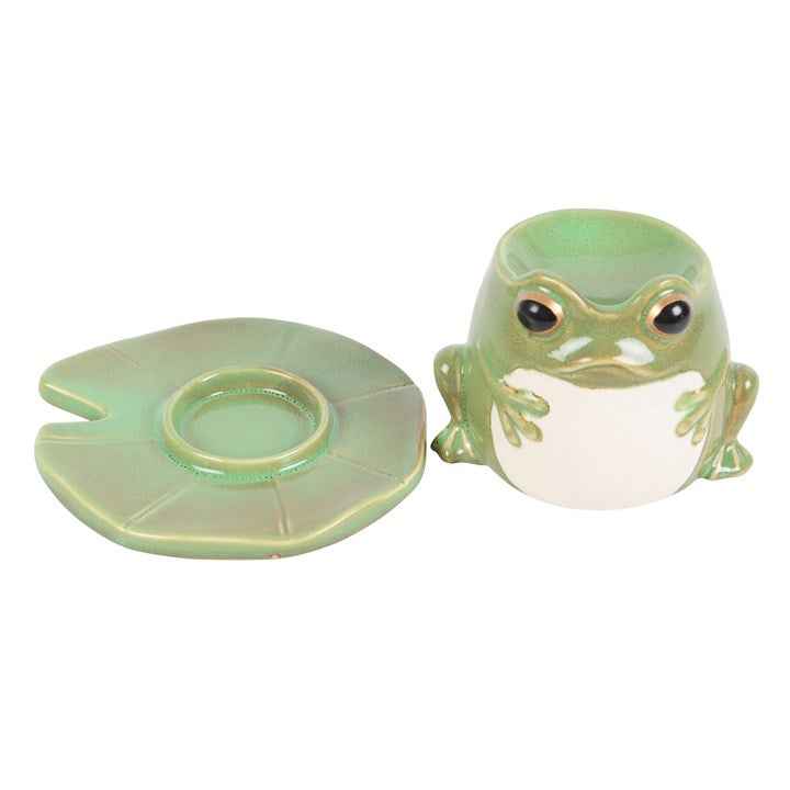 Frog Shaped Oil Burner and Lily Pad Plate