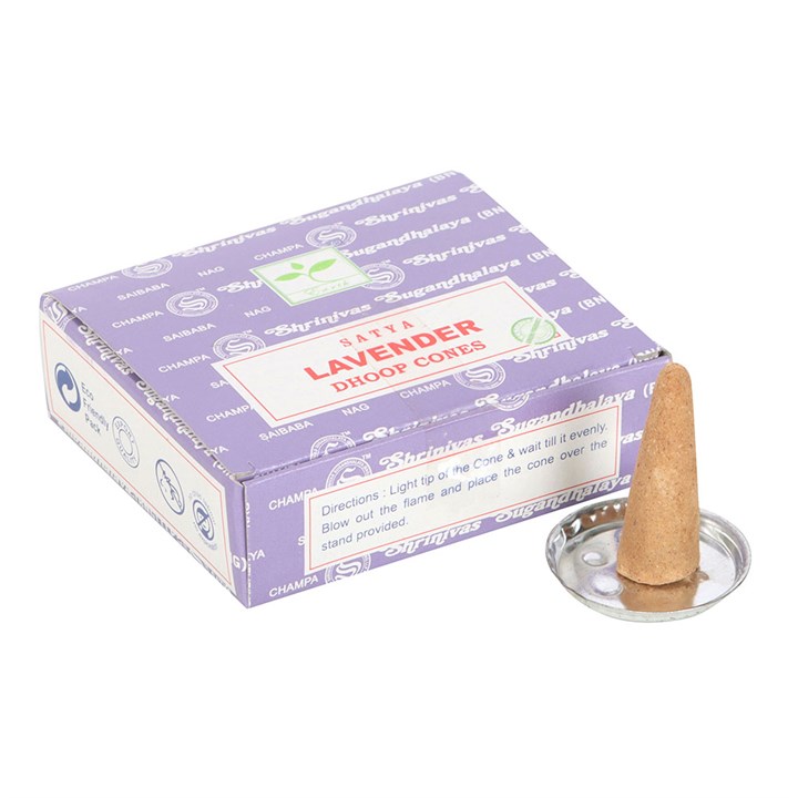 Set of 12 Lavender Dhoop Incense Cones by Satya (6/30)