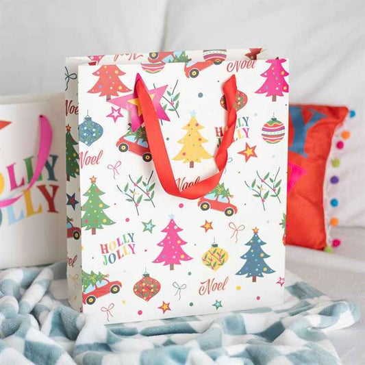 23cm Nostalgic Christmas Print Gift Bag