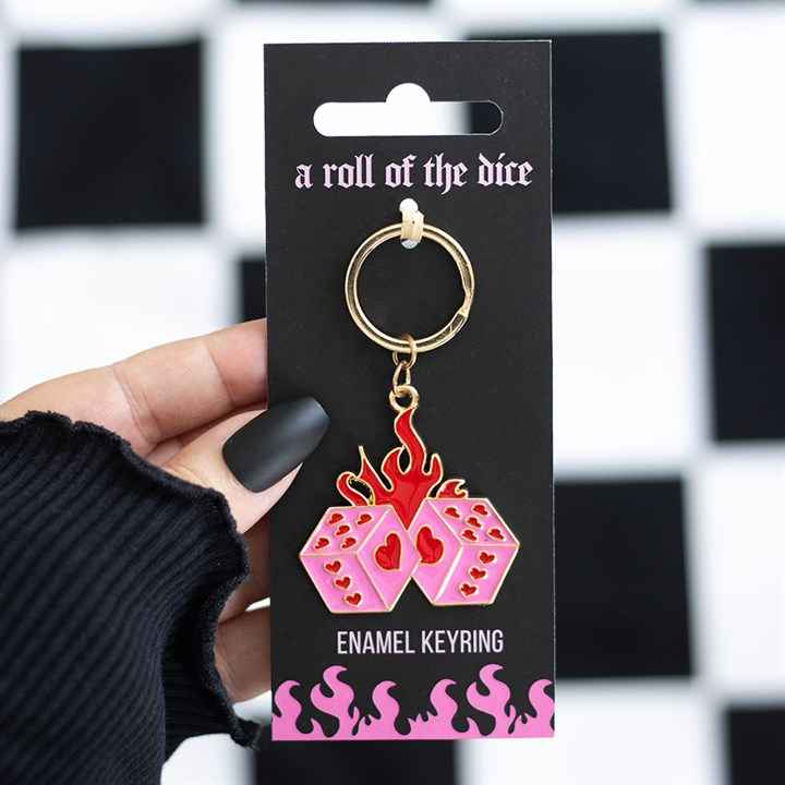Flaming Dice Keyring