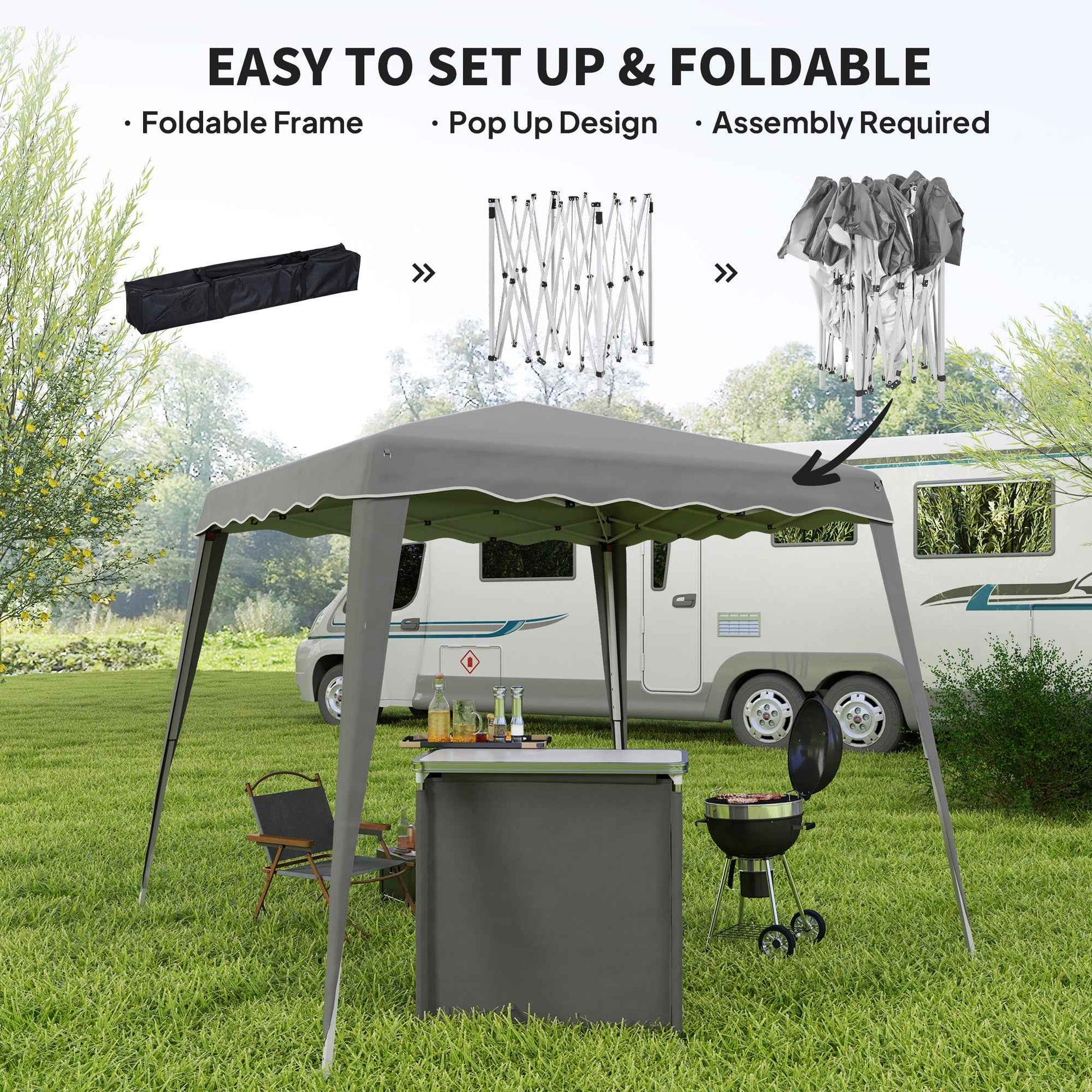 Outsunny Garden Pop up Gazebo Tent Party Water-resistant 2.5 x 2.5M Grey