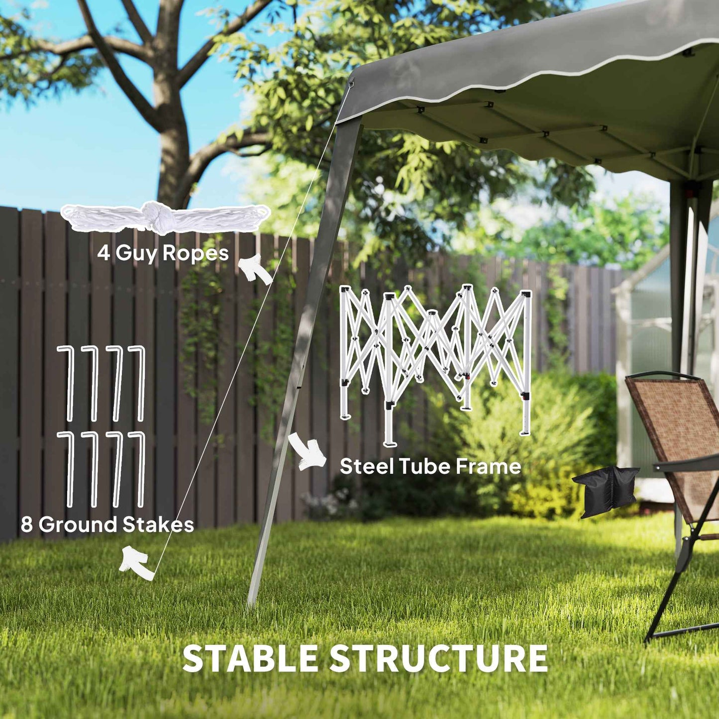 Outsunny Garden Pop up Gazebo Tent Party Water-resistant 2.5 x 2.5M Grey