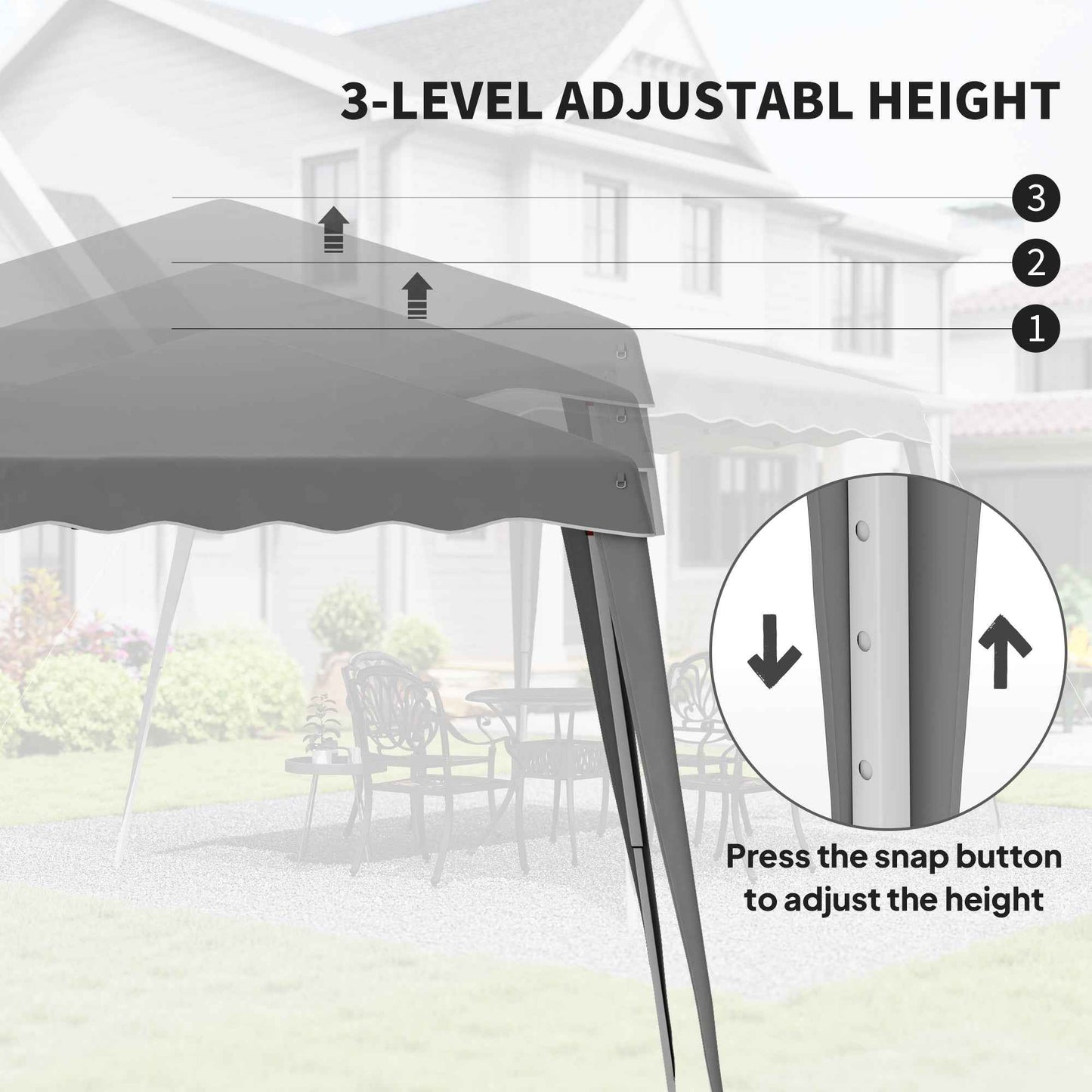 Outsunny Garden Pop up Gazebo Tent Party Water-resistant 2.5 x 2.5M Grey