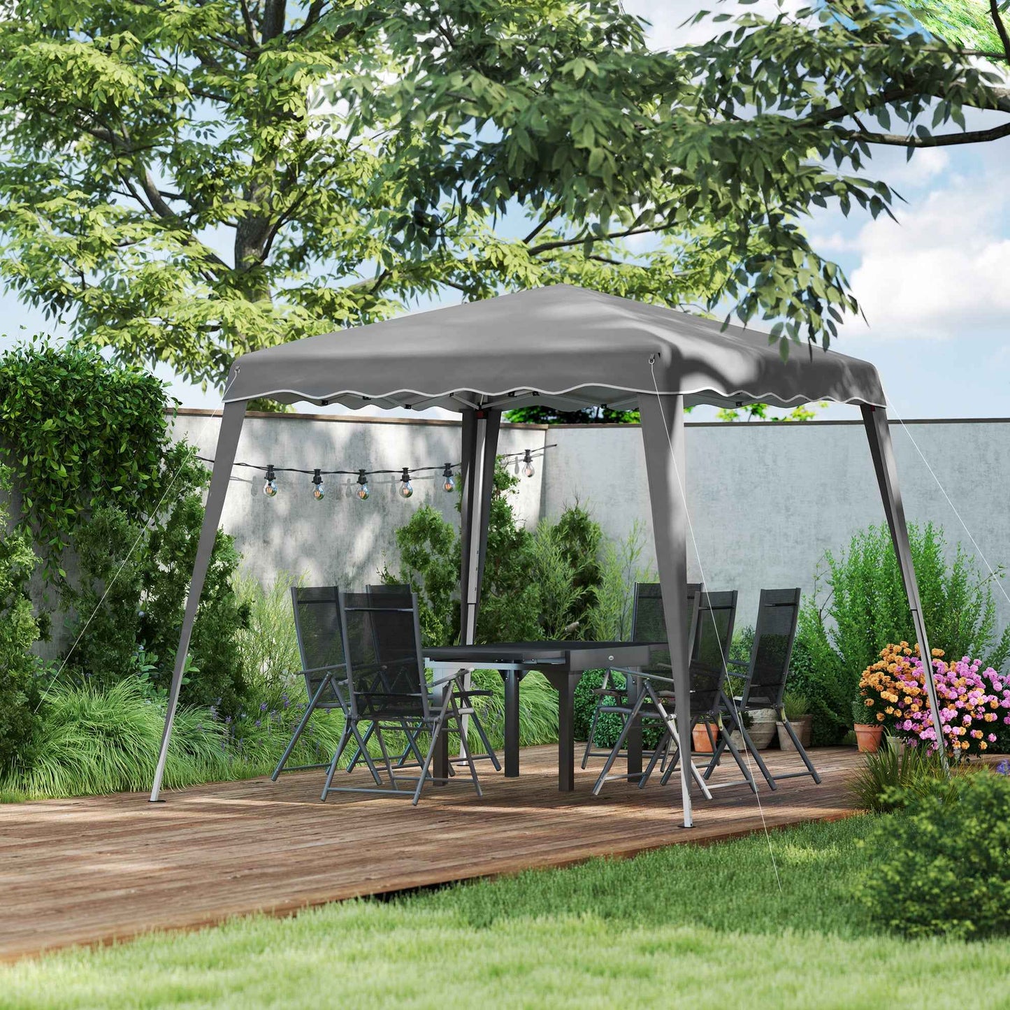 Outsunny Garden Pop up Gazebo Tent Party Water-resistant 2.5 x 2.5M Grey