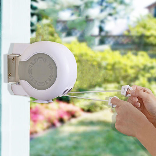 26M Retractable Washing Line - White