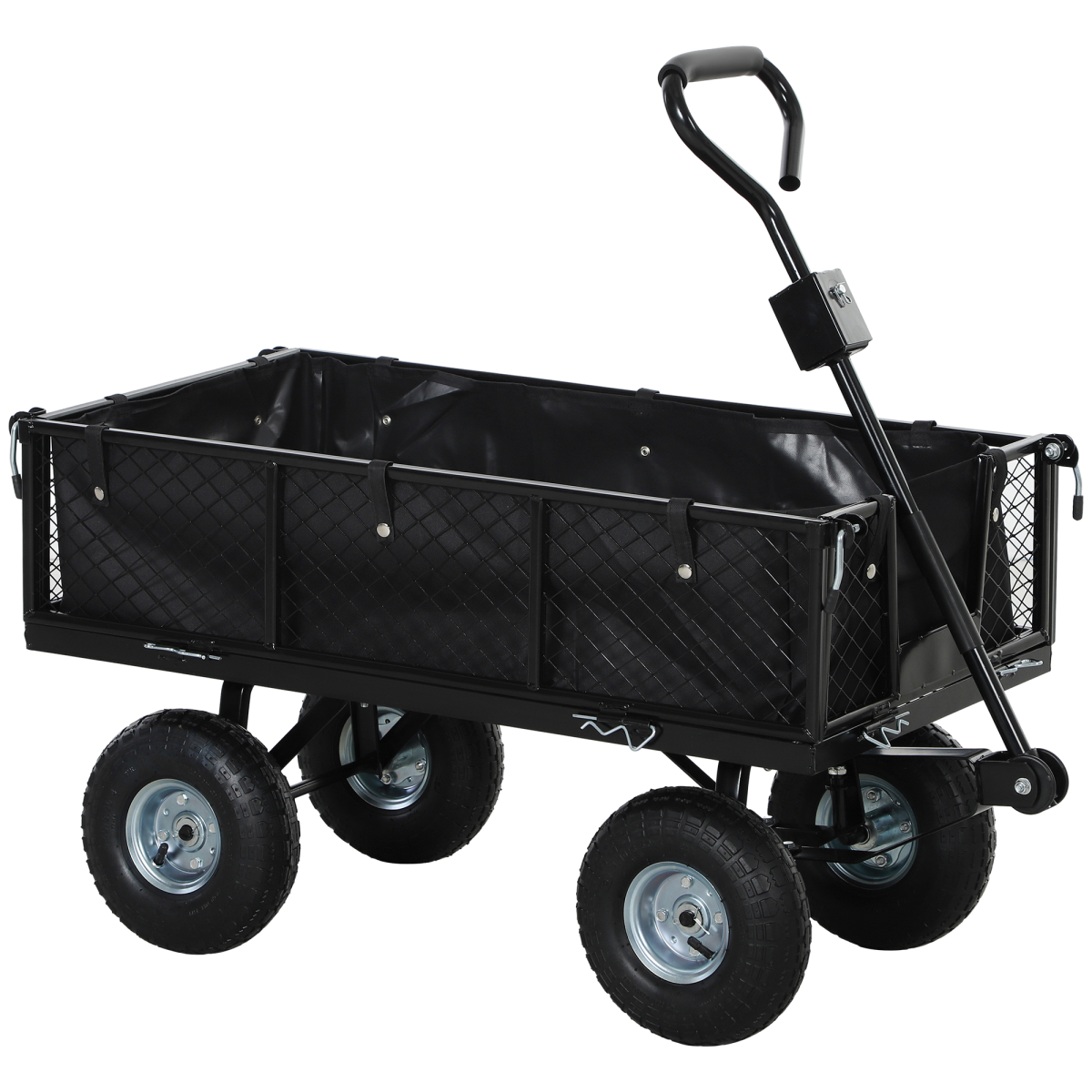 Outsunny Garden Cart with Removable Liner, Quick-Release Sides