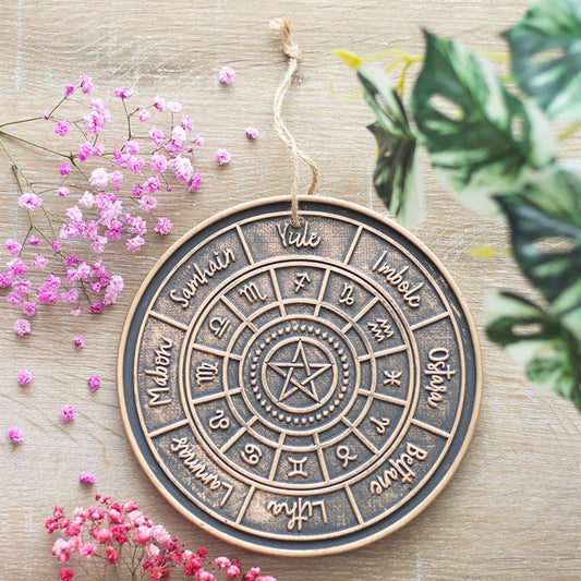 Bronze Wheel of the Year Hanging Terracotta Plaque