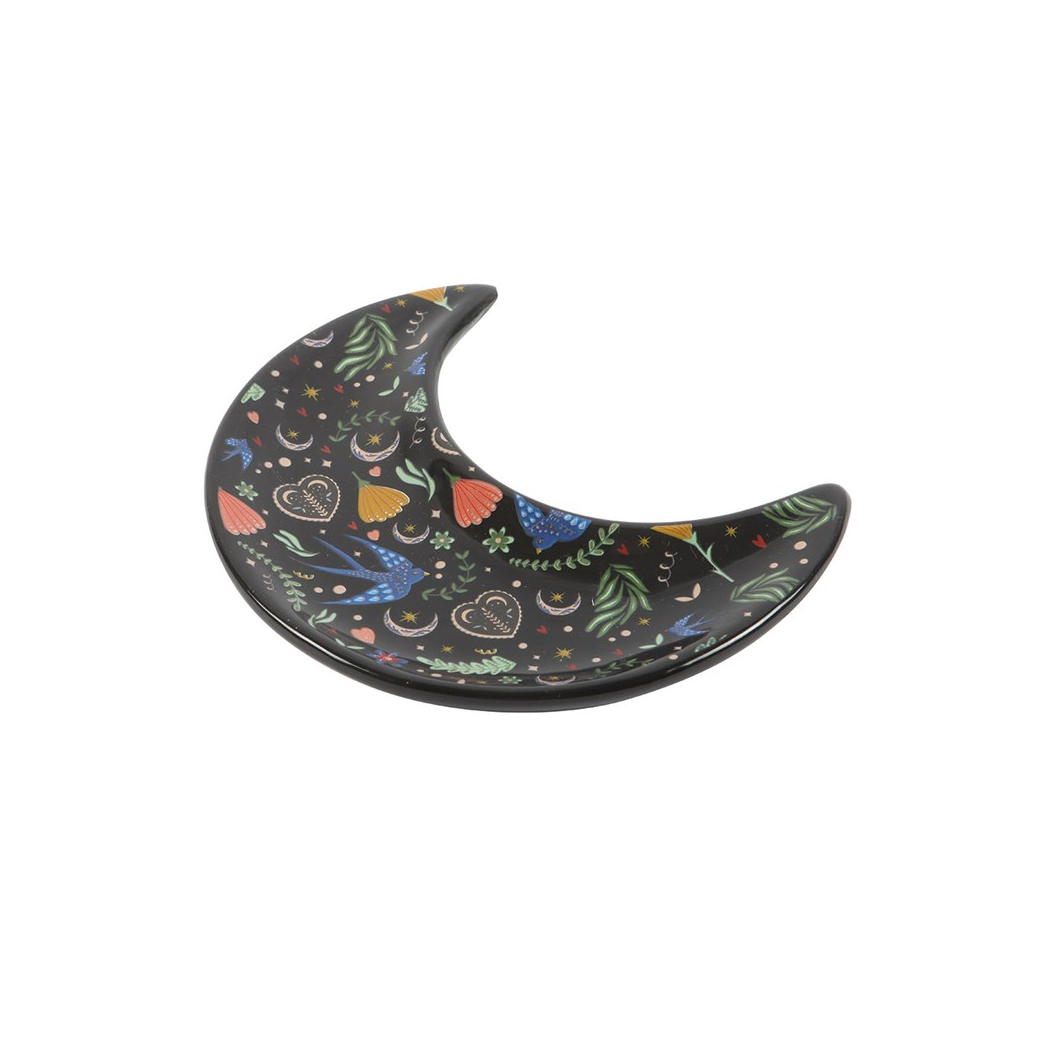 Midnight Bloom Crescent Moon Trinket Dish