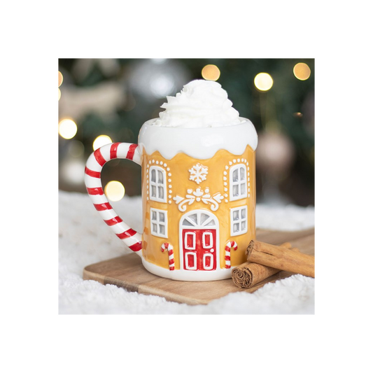 Candy Cane Gingerbread House Mug