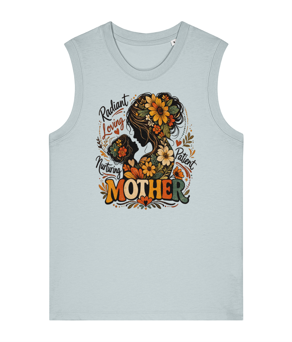 Women's Boho Floral "Mother" Graphic Tank Top | Heavyweight Organic Cotton Sleeveless Tee