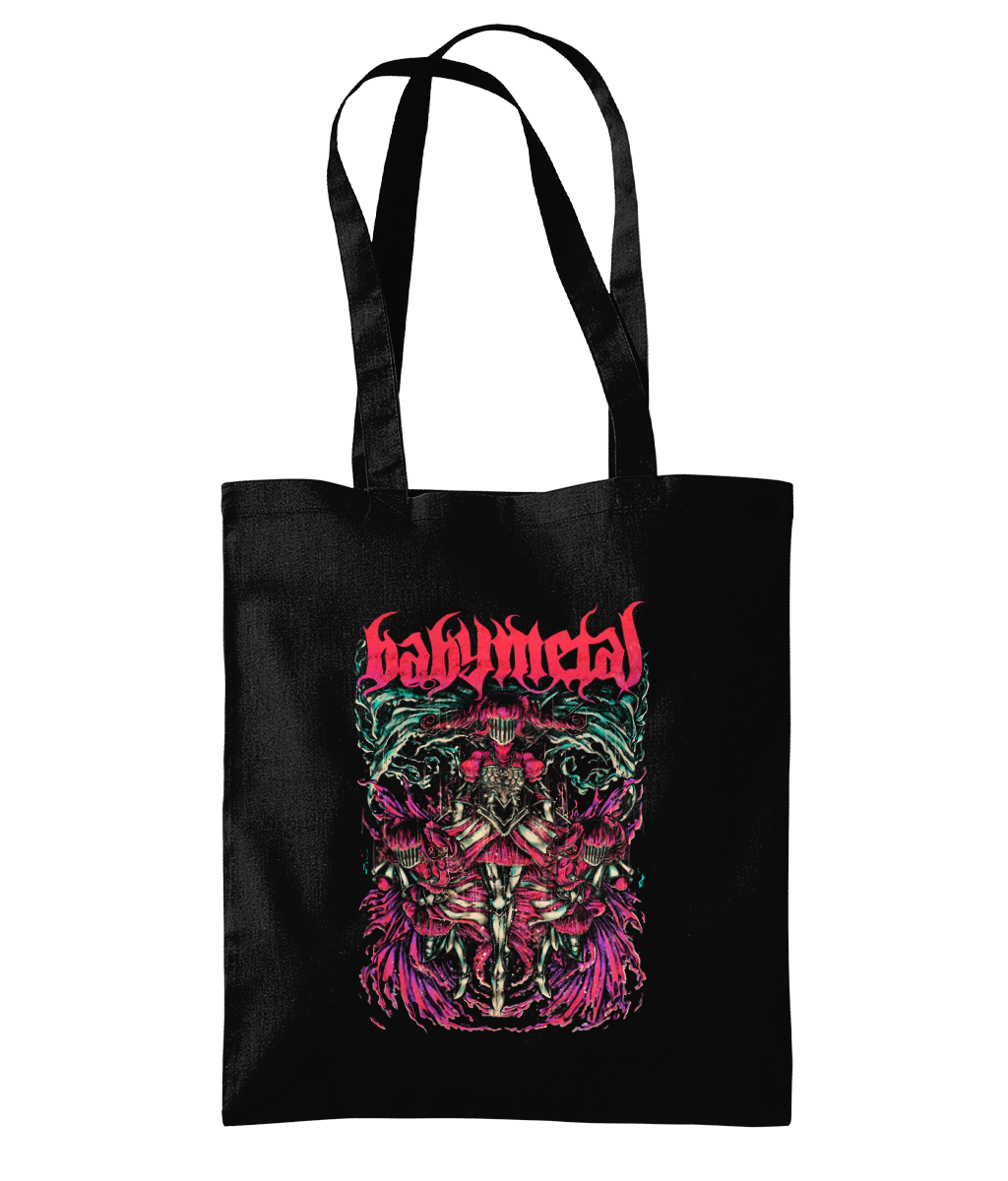 Babymetal Black Cotton Tote Bag | Kawaii Vibrant Gothic Graphic Reusable Shopper