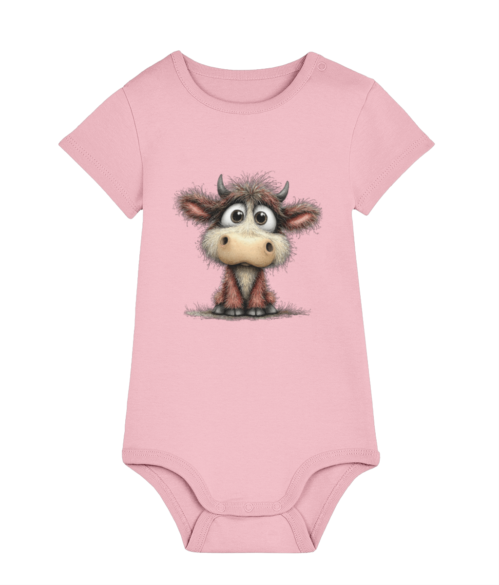 Whimsical Farm Animal Baby Grow | Unisex Newborn Bodysuit - Clover the Curious Calf