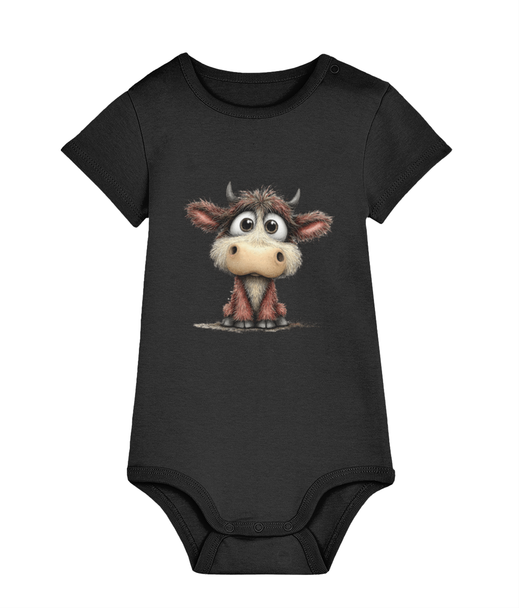 Whimsical Farm Animal Baby Grow | Unisex Newborn Bodysuit - Clover the Curious Calf