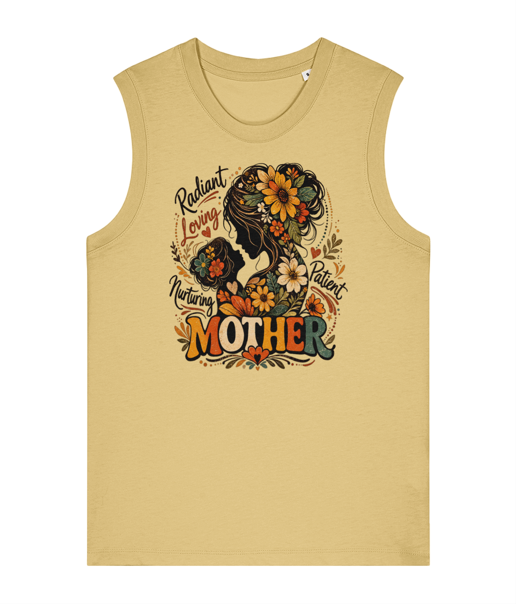 Women's Boho Floral "Mother" Graphic Tank Top | Heavyweight Organic Cotton Sleeveless Tee