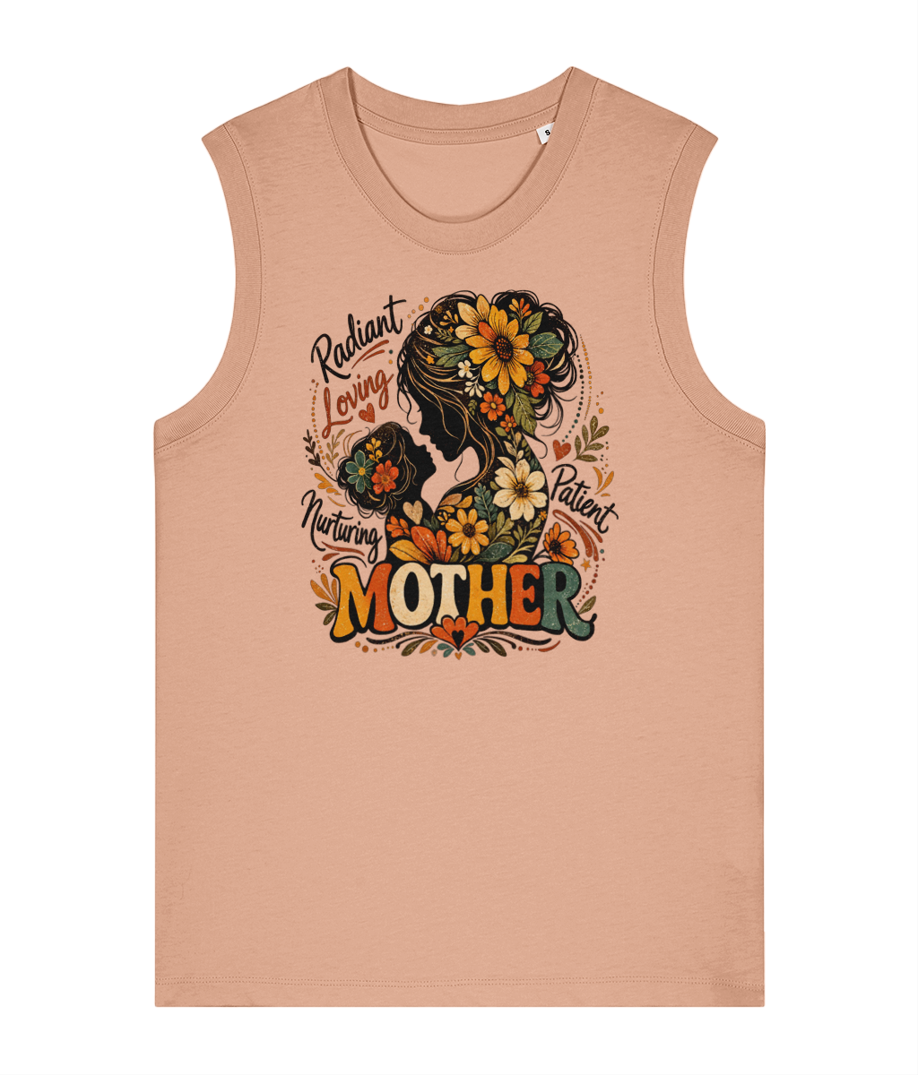 Women's Boho Floral "Mother" Graphic Tank Top | Heavyweight Organic Cotton Sleeveless Tee