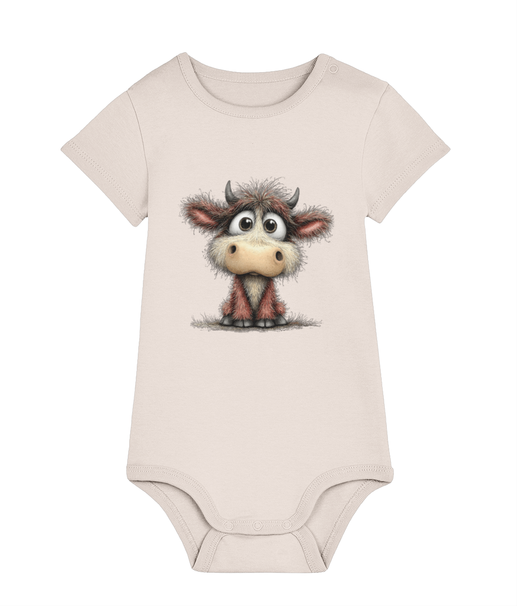 Whimsical Farm Animal Baby Grow | Unisex Newborn Bodysuit - Clover the Curious Calf