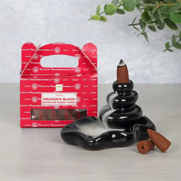 Set of 6 Dragon’s Blood Backflow Dhoop Cones by Satya (6/30)